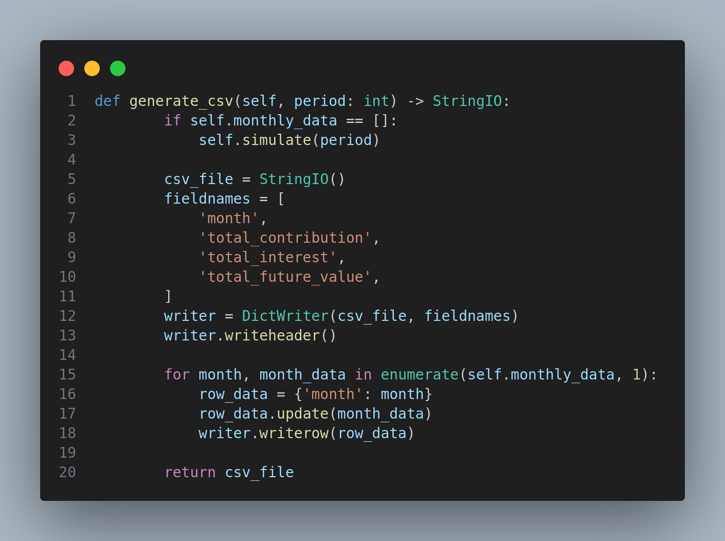 Implementação do ajuste no método generate_csv